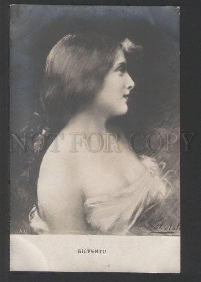 120458 BELLE Lady Long Hair by Angelo ASTI old PHOTO Russian