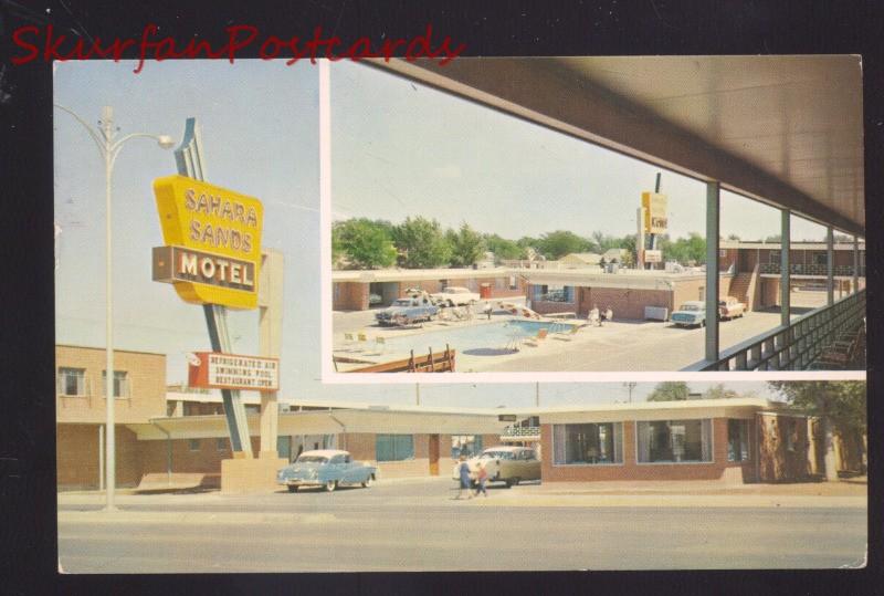 AMARILLO TEXAS ROUTE 66 SAHARA SANDS MOTEL 1950's CARS VINTAGE POSTCARD