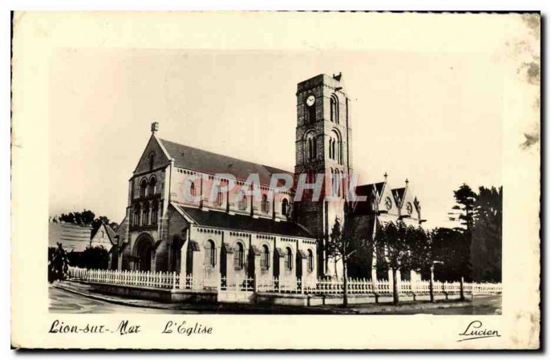 Old Postcard Lion on the sea & # 39eglise