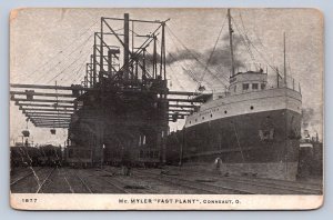 K3/ Conneaut Ohio Postcard c1910 McMyler Fast Plant Loader Ship Dock  224