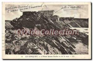 Old Postcard Le Conquet Hotel Sainte Barbe seen from the sea