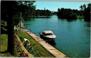 Boat in Out of Sight Channel, Thousand Islands Ontario Vintage Postcard T23