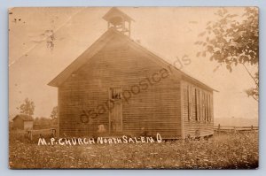 J87/ North Salem Ohio RPPC Postcard c10 Guernsey Cambridge M.P. Church 1927