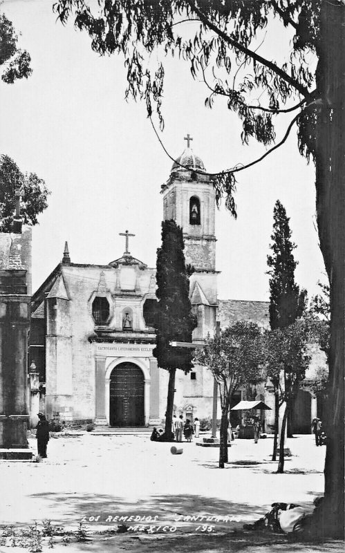 BASILICA LOS REMEDIOS SANTUARIA NAUCALPAN MEXICO~1940s REAL PHOTO POSTCARD