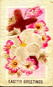 Greeting - Easter  (airbrushed, embossed, fabric lily)