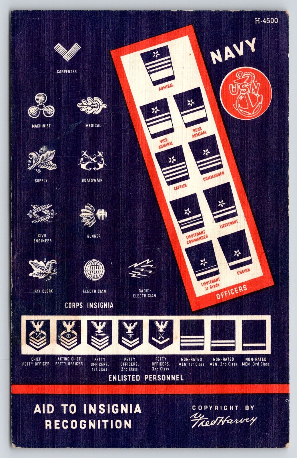 Military WWII~US Navy Officers &amp; Enlisted Personnel Insignias~Fred ...