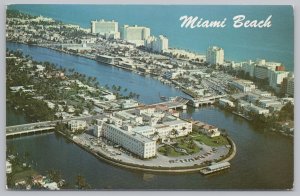 State View~Air View Hotel Row Miami Beach Florida~Vintage Postcard 