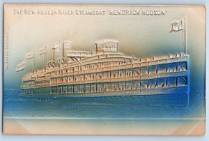 Postcard New Hudson River Steamboat Hendrick Hudson Embossed Airbrushed c1910's