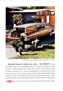 Chevy Station Wagon, Canadian Pacific Ship, Advertising National Geographic 1959