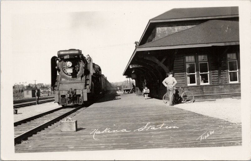 Nakina Ontario Railway Station Depot #6021 Locomotive Fisher RPPC Postcard G78