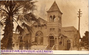 AZO RPPC Postcard CA San Bernardino County Ontario Christian Church 1920s S105