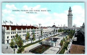 CHICAGO Illinois WHITE CITY Amusement Park DANCING PAVILION Tower 1908  Postcard