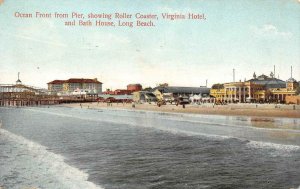 Ocean Front, Roller Coaster LONG BEACH, CA Virginia Hotel 1909 Vintage Postcard