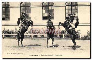 Old Postcard Horse Equestrian Saumur Cavalry School bows