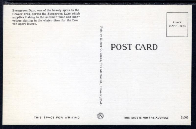 Dam at Evergreen Lake ear Denver,CO