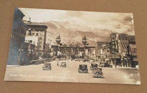 VINTAGE UNUSED RPPC POSTCARD PIKES PEAK AVE. COLORADO SPRINGS COLO.