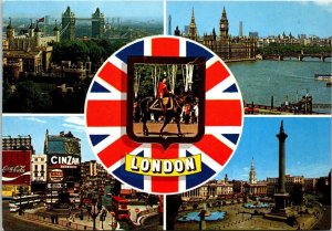 VINTAGE CONTINENTAL SIZE POSTCARD PICADILLY BIG BEN HOUSES OF PARLIAMENT LONDON