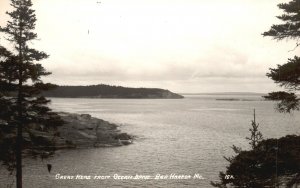 Vintage Postcard 1930's Great Head From Ocean Drive Scenic Bar Harbor Maine RPPC