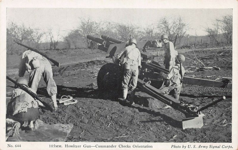 U.S. Army, 105mm Howitzer, World War II Era Postcard, Army Signal Corps Photo