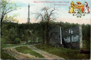 Postcard ON Queenston Ruins of First Printing House in Upper Canada ~1910 K41