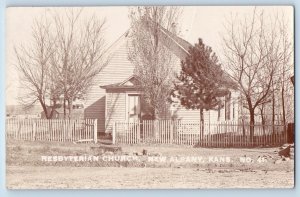 New Albany Kansas KS Postcard RPPC Photo Presbyterian Church 1909 Posted Antique