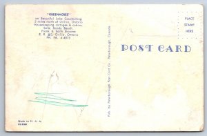 Green Acres, Lake Couchiching, Orillia Ontario, Vintage Aerial View Postcard