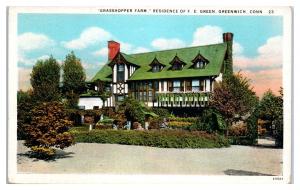 Early 1900s Grasshopper Farm, F.E. Green Residence, Greenwich, CT Postcard