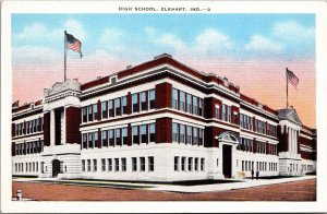 Linen Postcard High School in Elkhart, Indiana