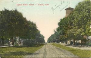 Vintage Postcard Street scene Marcus IA Cherokee County