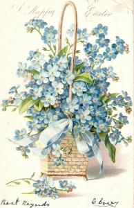 \Flowers in basket\ Tuck Easter Greetings Postcard