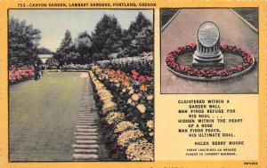 PORTLAND, OR Oregon   LAMBERT GARDENS~Plaque & Helen Berry Moore Poem   c1940's