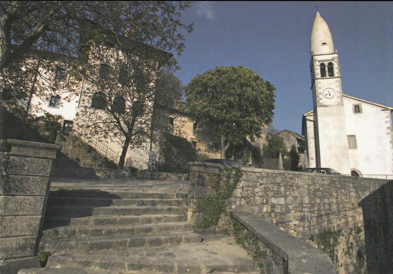 Slovenia restoration of ruins in Stanjel postcard