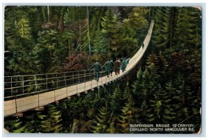 1912 Suspension Bridge 1st Canyon Capilano North Vancouver BC Canada Postcard