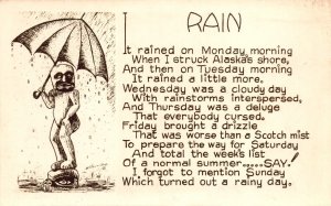 Postcard Man Holding Umbrella in the Rain Weekly Alaska Rain