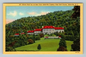 Asheville NC- North Carolina, Aerial View Groves Park Inn Vintage Linen Postcard 