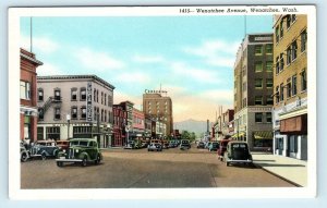 WENATCHEE, WA Washington ~ Street Scene OLYMPIA HOTEL c1930s Cars  Postcard