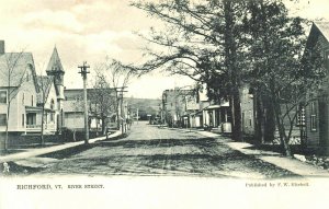 Richford VT river Street Houses Chuch Stores Raphael Tuck Postcard