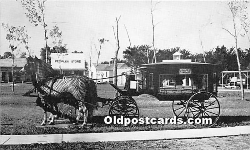 Minden, Nebraska, NE, USA Postcard The Horse Drawn Hearse of 190, Pioneer Vil...