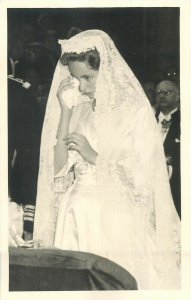 Vintage brides real photo postcard Queen Paola of Belgium wedding day