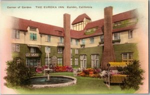Corner of Garden, Eureka Inn, Eureka CA Hand Colored Vintage Postcard E80