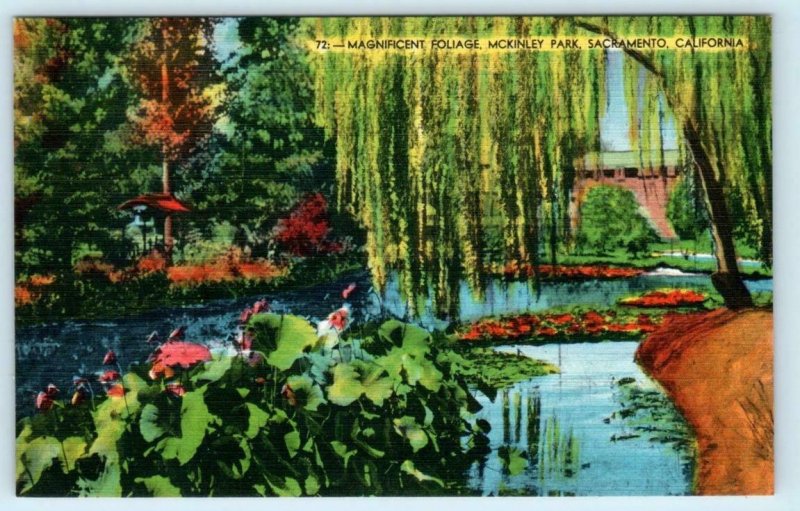 4 Postcards SACRAMENTO, California CA ~ McKINLEY PARK, WM. LAND PARK Views 1940s