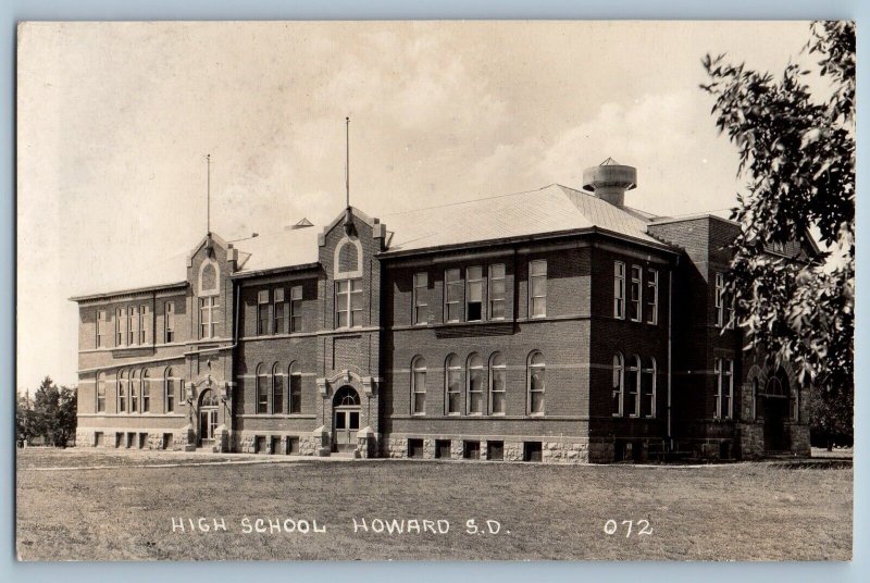 Howard South Dakota SD Postcard RPPC Photo High School Campus Building c1940's