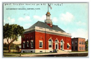1908 Postcard Government Building Emporia Kansas Vintage Standard View Card
