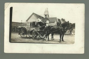 Atlantic IOWA RPPC '15 FIRE DEPARTMENT Firemen WAGON nr Wanut Avoca Anita Adair