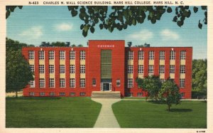 Vintage Postcard 1948 Charles Wall Science Bldg Mars Hill College North Carolina