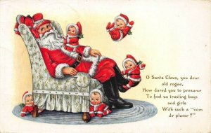 Embossed Red Suited Santa Claus Poem Christmas Whitney Made Postcard