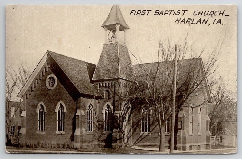 Harlan IA Iowa First Baptist Church Postcard C49