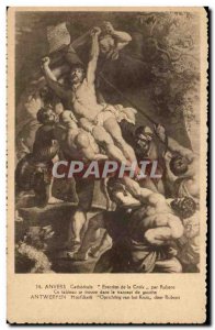 Old Postcard Antwerp Cathedral Erection Of THE Cross By Rubens