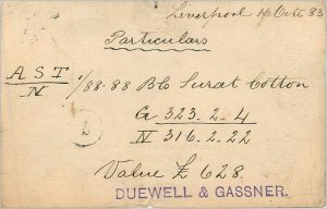 Entier Postal Stationery Postal Britain Great Britain in 1883 Liverpool to Ba...