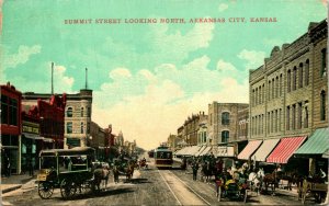 Arkansas City Kansas KS Summit Street Looking North  DB Postcard T13